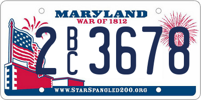 MD license plate 2BC3678