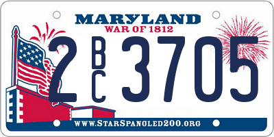 MD license plate 2BC3705