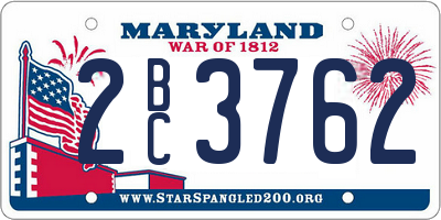 MD license plate 2BC3762