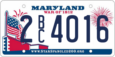 MD license plate 2BC4016
