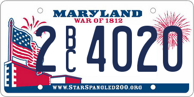 MD license plate 2BC4020