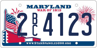 MD license plate 2BC4123