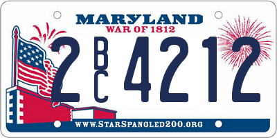 MD license plate 2BC4212