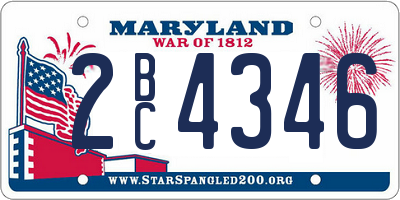 MD license plate 2BC4346
