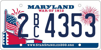 MD license plate 2BC4353