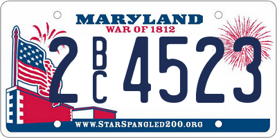 MD license plate 2BC4523