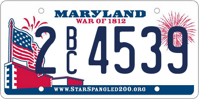 MD license plate 2BC4539