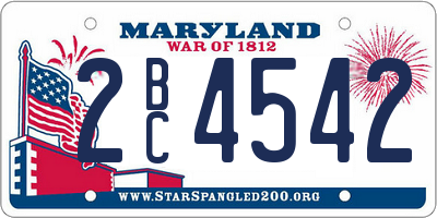 MD license plate 2BC4542