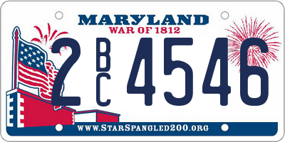 MD license plate 2BC4546