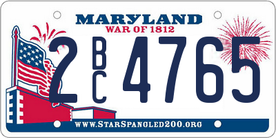 MD license plate 2BC4765