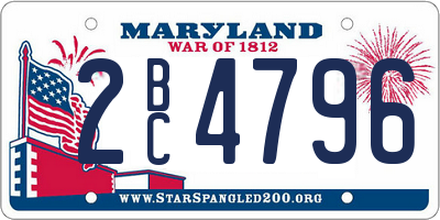 MD license plate 2BC4796