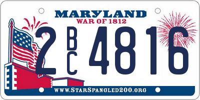 MD license plate 2BC4816