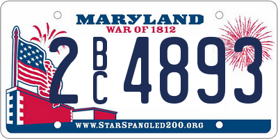 MD license plate 2BC4893