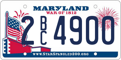 MD license plate 2BC4900