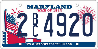 MD license plate 2BC4920