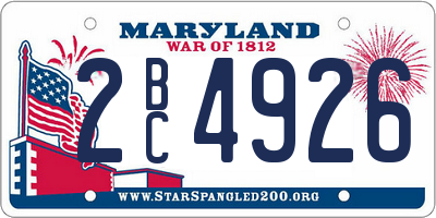 MD license plate 2BC4926