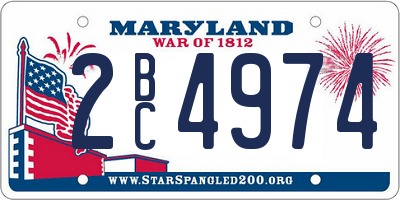 MD license plate 2BC4974
