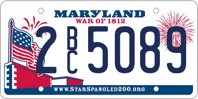MD license plate 2BC5089