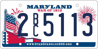 MD license plate 2BC5113
