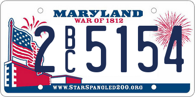 MD license plate 2BC5154