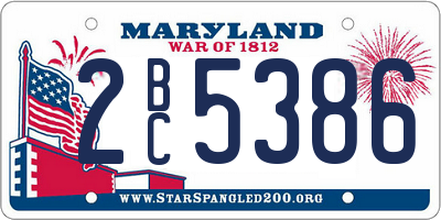 MD license plate 2BC5386