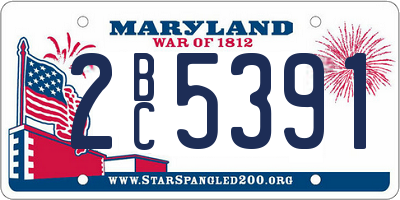 MD license plate 2BC5391