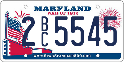MD license plate 2BC5545