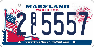 MD license plate 2BC5557