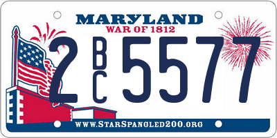 MD license plate 2BC5577