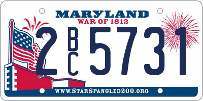 MD license plate 2BC5731