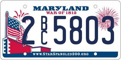 MD license plate 2BC5803