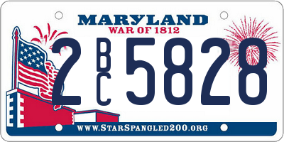 MD license plate 2BC5828