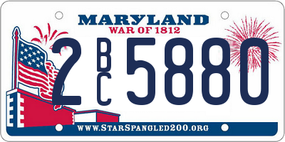 MD license plate 2BC5880