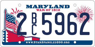 MD license plate 2BC5962