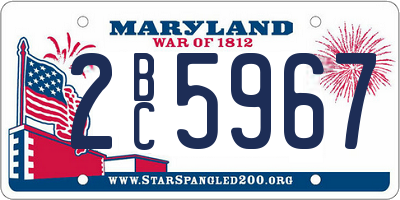 MD license plate 2BC5967