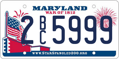 MD license plate 2BC5999