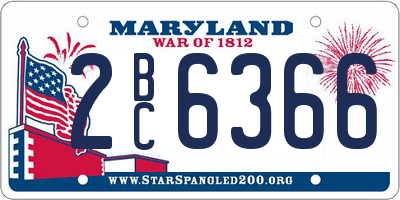 MD license plate 2BC6366
