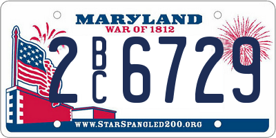 MD license plate 2BC6729