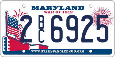 MD license plate 2BC6925