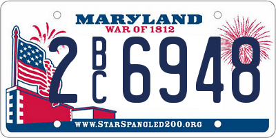 MD license plate 2BC6948