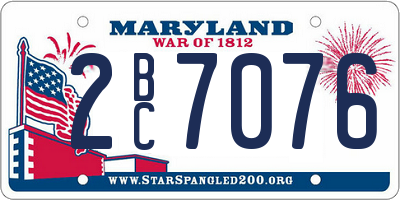 MD license plate 2BC7076