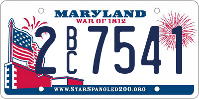 MD license plate 2BC7541