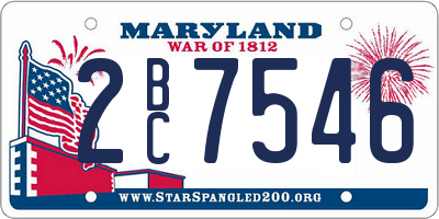 MD license plate 2BC7546
