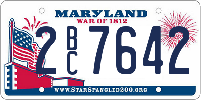 MD license plate 2BC7642