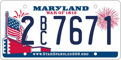 MD license plate 2BC7671