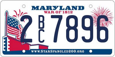 MD license plate 2BC7896