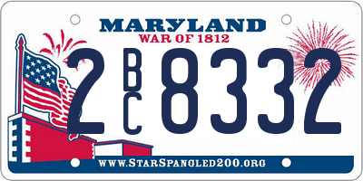 MD license plate 2BC8332