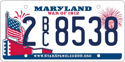 MD license plate 2BC8538