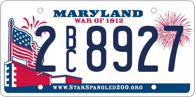 MD license plate 2BC8927