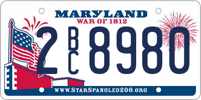 MD license plate 2BC8980